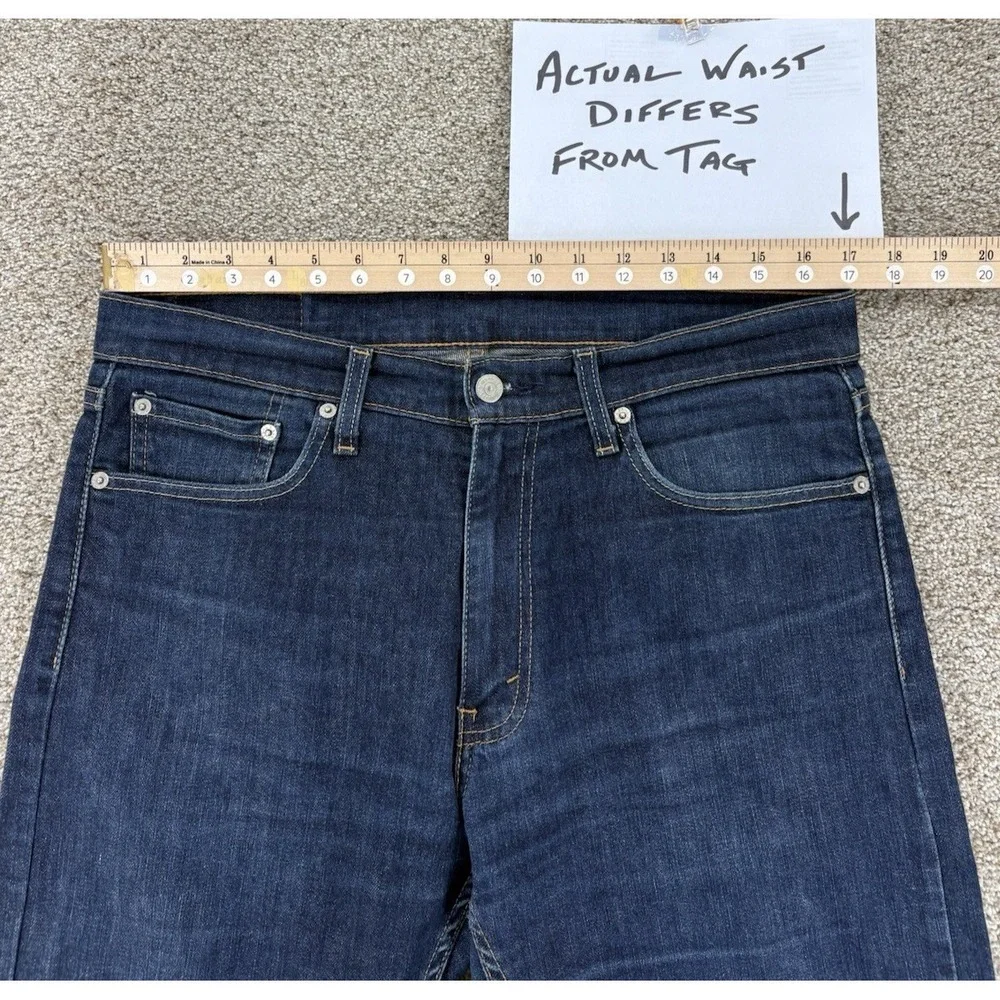Levis 513 Slim Straight Jeans Mens 32x30 (Fits 34x30) Blue Dark Wash Wallet Fade